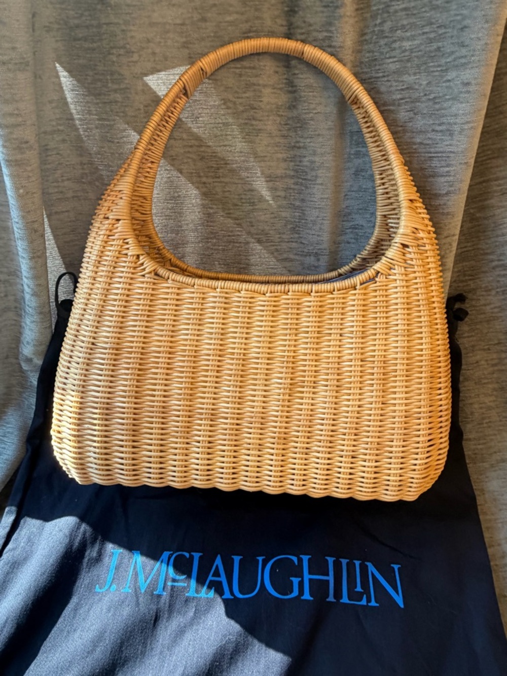 J. McLaughlin Woven Shoulder Bag in Natural Tan